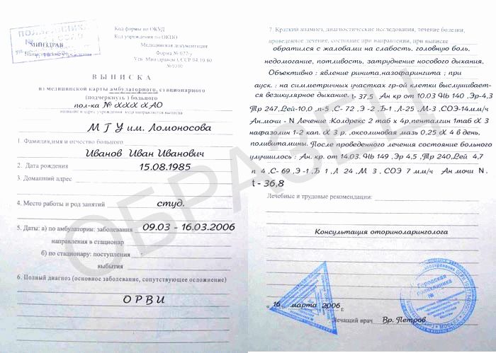 образец справки 027